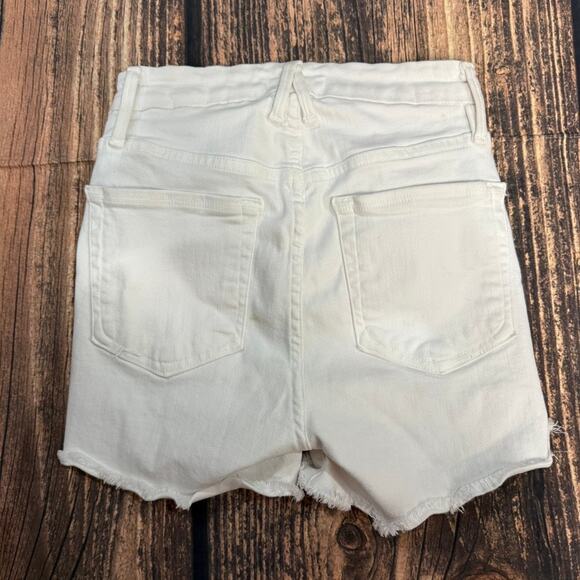 Good American Women's White High Rise Cut Off Distressed Denim Shorts Size 00 - Picture 4 of 4